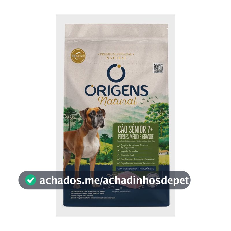 Ração Origens Natural Cães Sênior Médios E Grandes 12kg