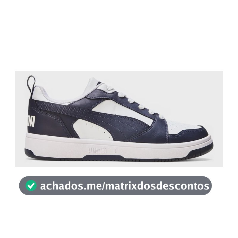 Tênis Casual Masculino Rebound V6 Low Puma Puma White-new Navy Liso 40 Br