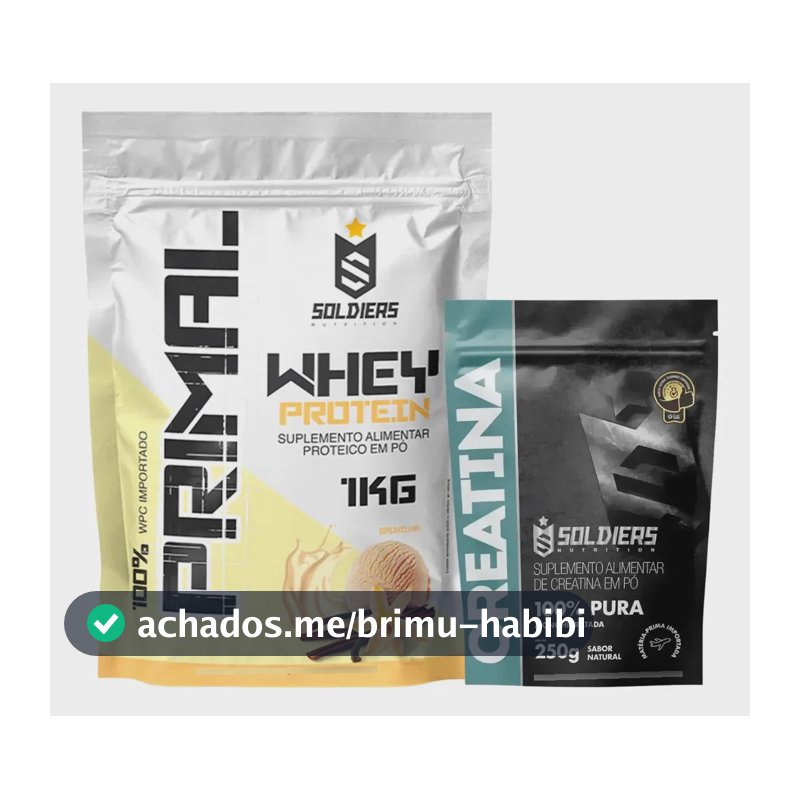 Kit: Whey Primal 1kg + Creatina 250g - Soldiers Nutrition Baunilha