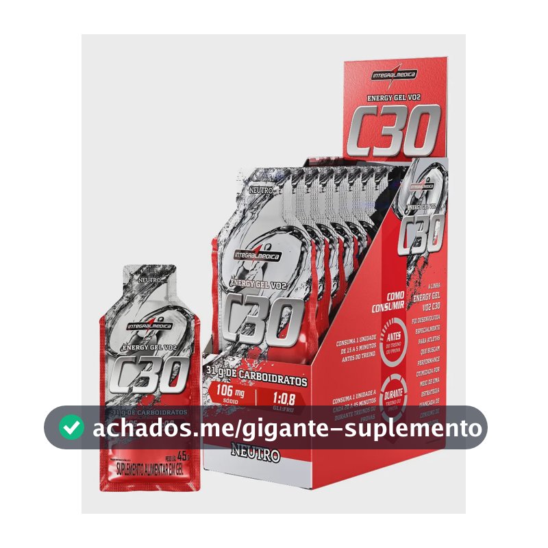 Pack 10 Unidades Suplemento Energy Gel VO2 C30 Energy Neutro Integralmédica