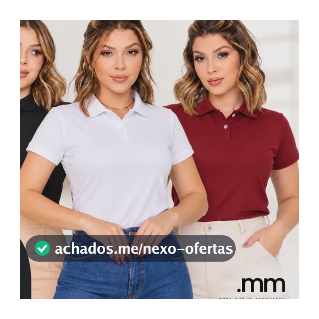Kit 3 Camisas Polo Social Feminina .mm Algodão Manguinha