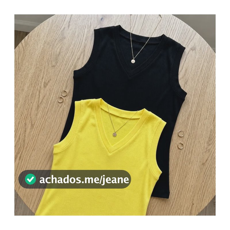 Kit 2 Regatas Canelada Feminina Estilosa Básica Elegante Amarela E Preta G Liso