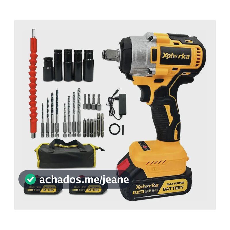 Chave De Impacto 600nm Recarregável De 48v Com 2 Baterias Amarelo 127/220v 50hz/60hz