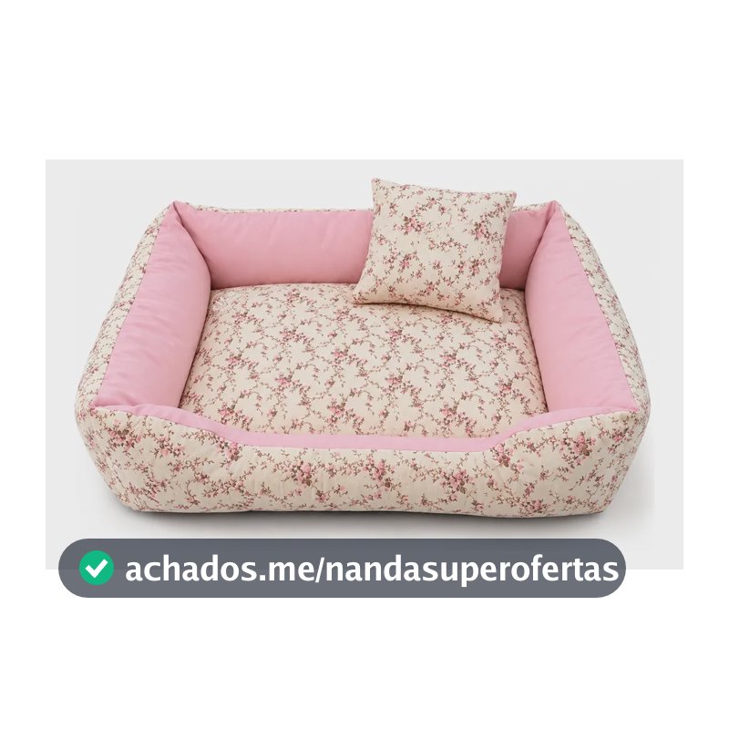 Cama Pet M Floral Rosa Lavável Caminha Para Cachorro E Gato Floral