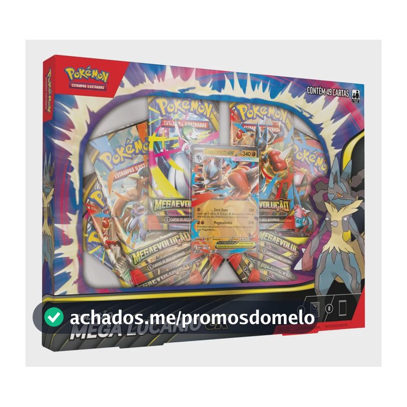 Box Pokémon Mega Lucário Ex Mega Evolução 49 Cartas Copag
