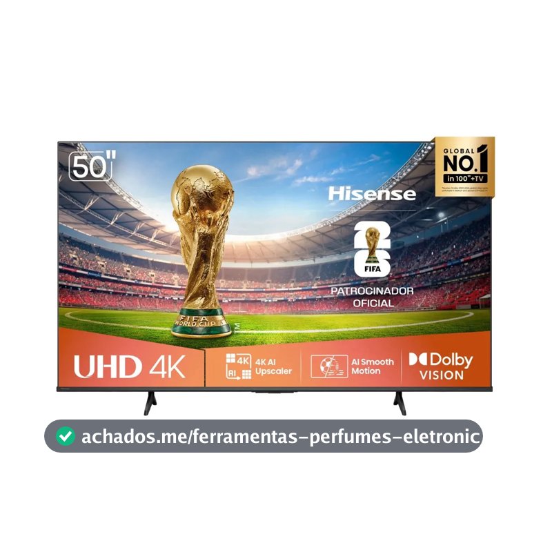 Smart TV Hisense 4K 50" Polegadas 50A6NV com Dolby Vision, HDR10, HLG, Dolby Gaming, Film Maker, DTS Virtual X, Compatibilidade Alexa e Google Home