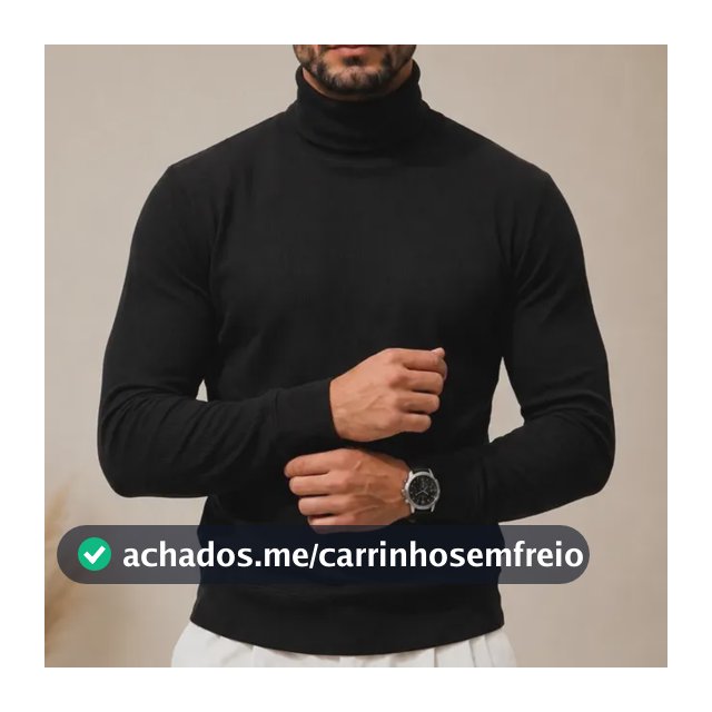 Blusa De Frio Masculina Cacharrel Gola Alta Rolê Canelada Preto Canelado G
