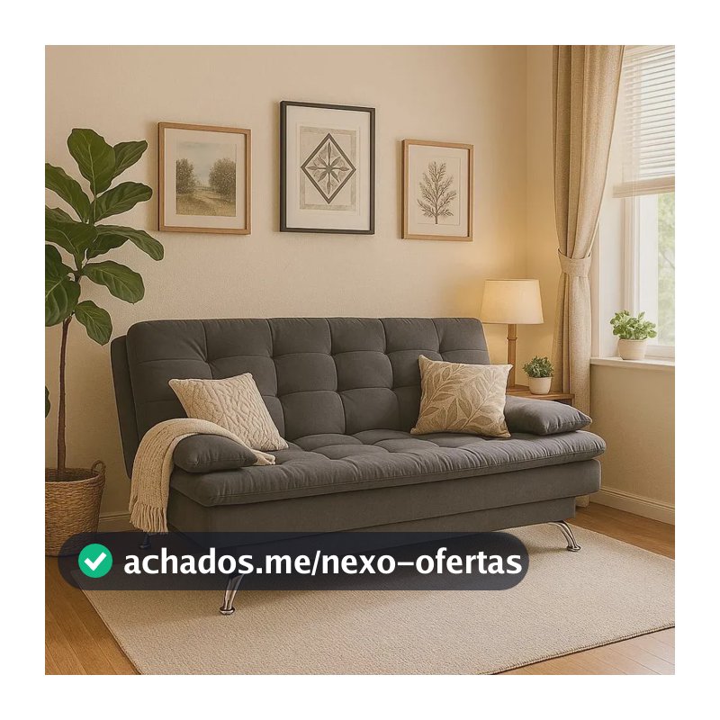 Sofá-cama 3 Lugares Casal Premium Suede Cinza