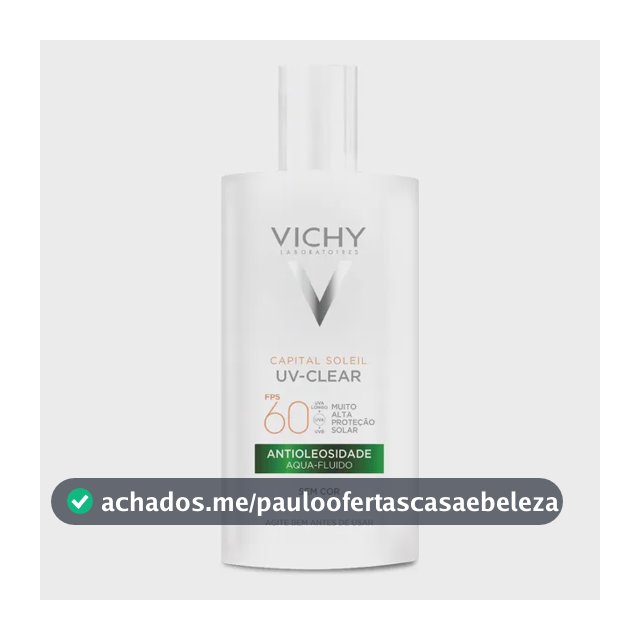 Protetor Solar Facial Sem Cor Antioleosidade Toque Seco FPS 60 Reduz Acne e Poros Acabamento Invisível Com Niacinamida Ácido Salicílico Capital Soleil UV-Clear Vichy 40g