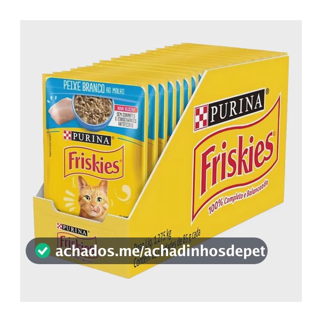 Ração Úmida Gatos Peixe Branco Molho 85g 15 Sachês Friskies