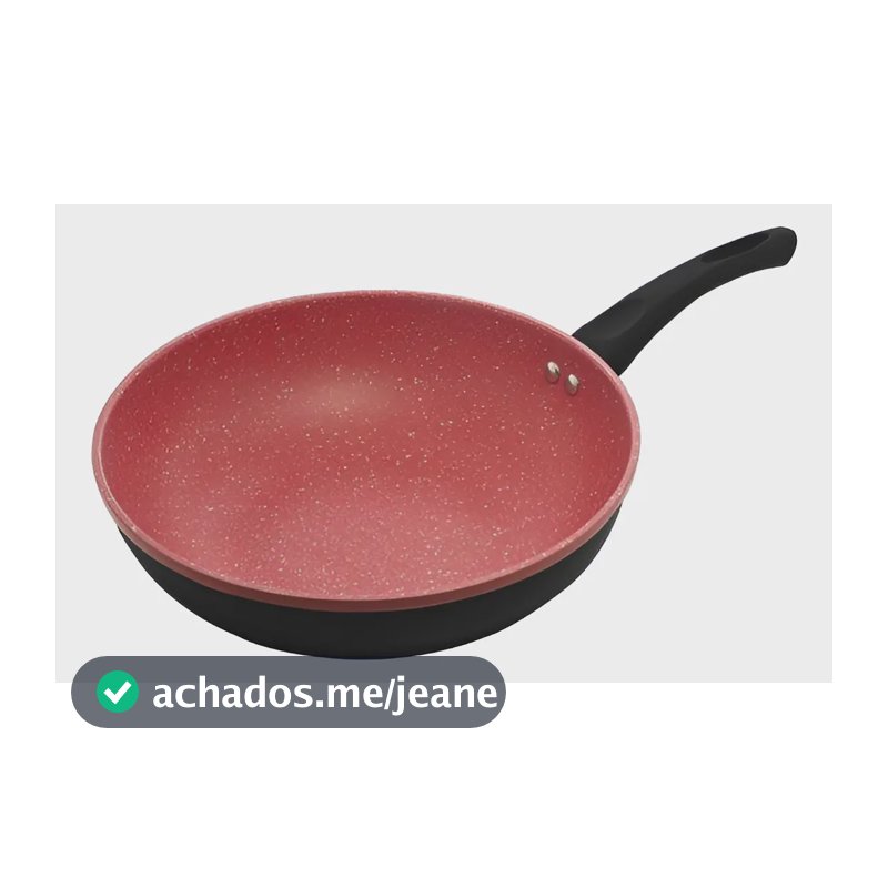 Frigideira Grande de Indução Wok Revestimento Cerâmico Vermelha 28cm - Lyor
