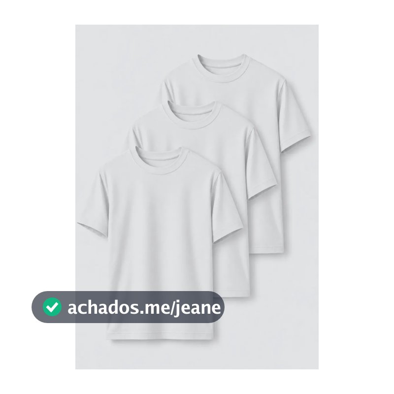 Kit 3 Camisetas Básicas Masculinas Manga Curta Slim Hering Branco P