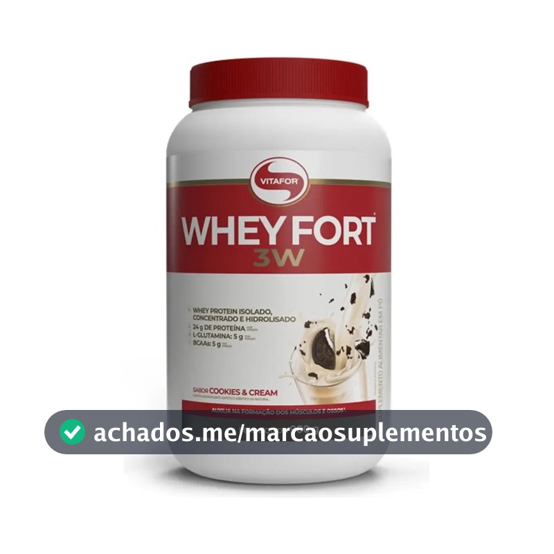 Whey Fort 3w 900g - Vitafor Sabor Cookies And Cream