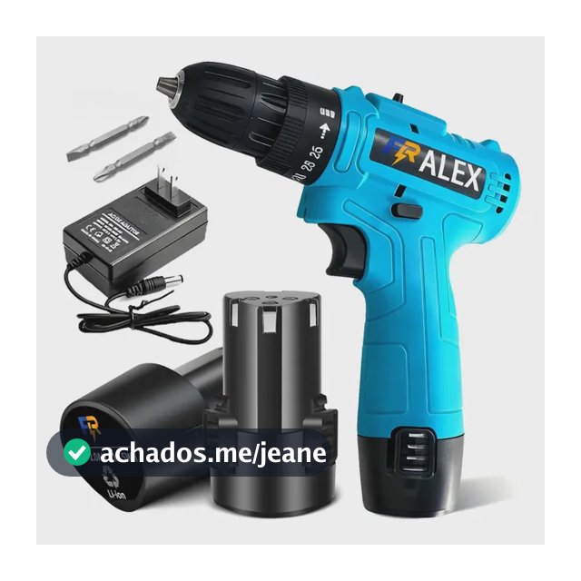 Parafusadeira Furadeira Tipo 3/8 Sem Fio 2x Baterias 12v 2.0 Ah Bivolt Frequência 50/60hz 2 Funções Com Kit Jogo 2 Bits