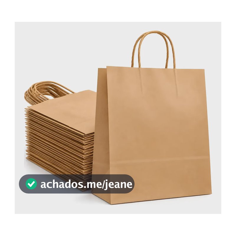Kit 10 Sacolas Kraft G Papel Parda Com Alça Loja Presente