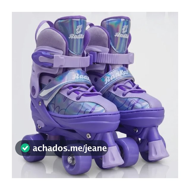 Rolle Patins Infantil Quad 4 Rodas + Kit Proteção Profission 36 Ao 39 Ajustável 5 Mm Lilás