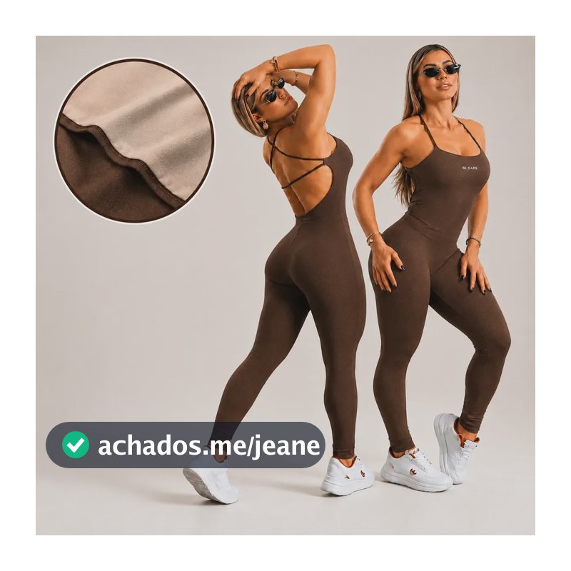 Macacão Fitness Forrado Feminino Longo Em Suplex Academia Marrom M (36 Ao 40)