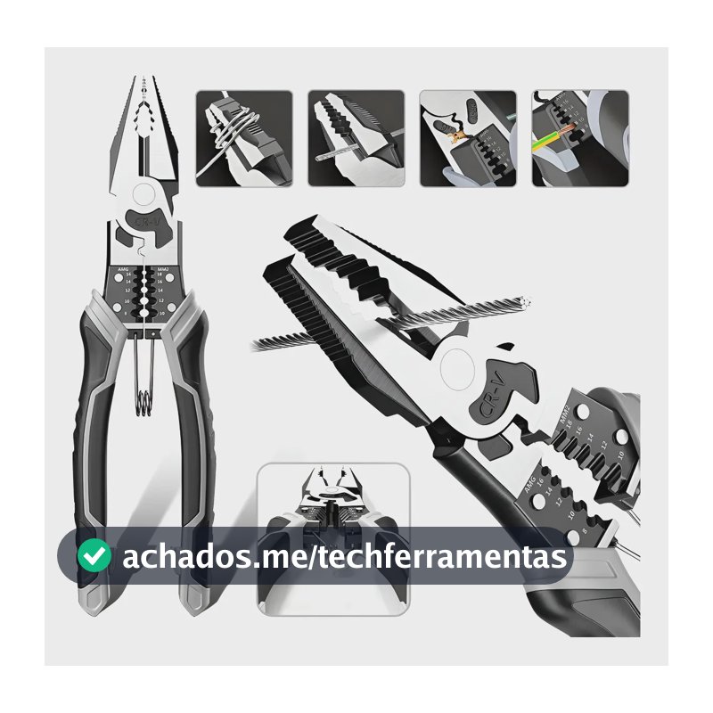 Alicate Eletricista Corta Tudo Descasca Crimpa 8 Polegadas