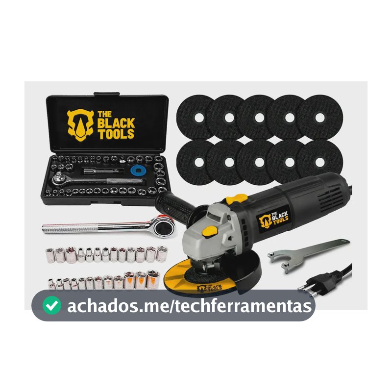 Esmerilhadeira Lixadeira Angular 4.1/2 Profissional Com Kit De Soquetes Catraca Reversível 40 Peças The Black Tools