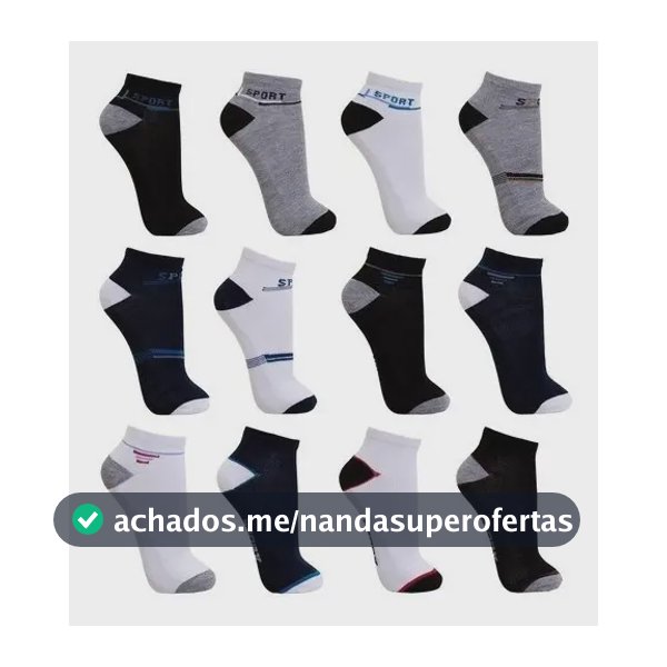 Kit 12 Pares Meia Premium Cano Curto Tamanho Especial 38ao44 Variadas 38-44