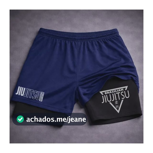 Short Compressao 2 Em 1 Jiu Jitsu Triangulo Brazilian Luta Azul Gg