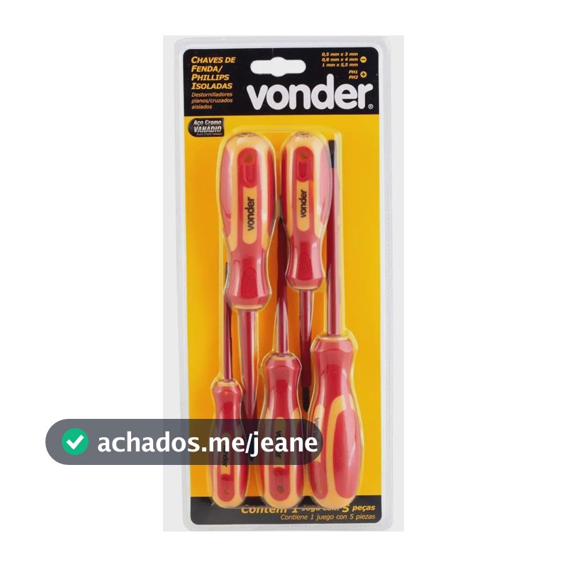 Jogo De Chaves Fenda Phillips Isolada Eletricista Iec60900 Vonder 1.000v