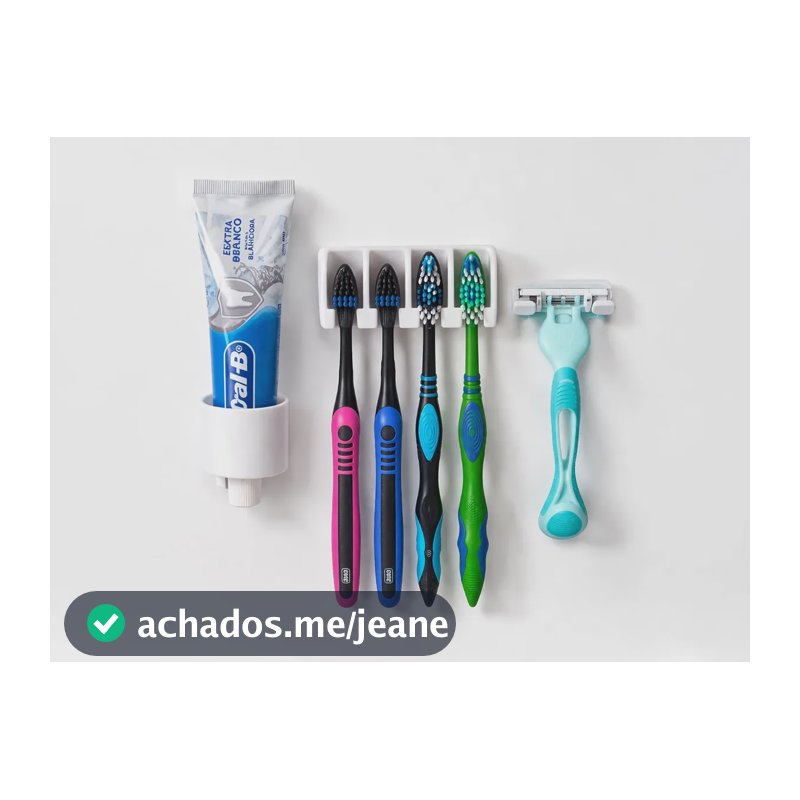 Kit Suporte Pasta E Escova De Dente E Gilete Banheiro Branco