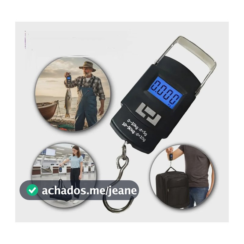 Balança Digital Portátil De Mão Bolsa Mala Peixe Até 50kg Haixia