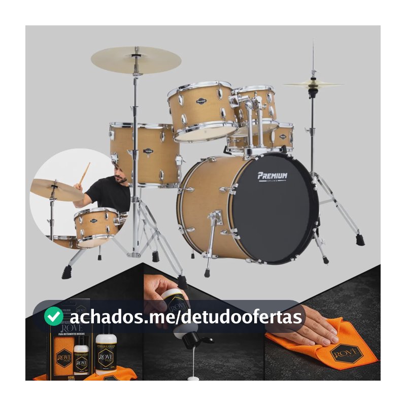 Bateria Premium 20  Max Pm20 Intermediários Ensaios Igrejas  Nws Natural Wood