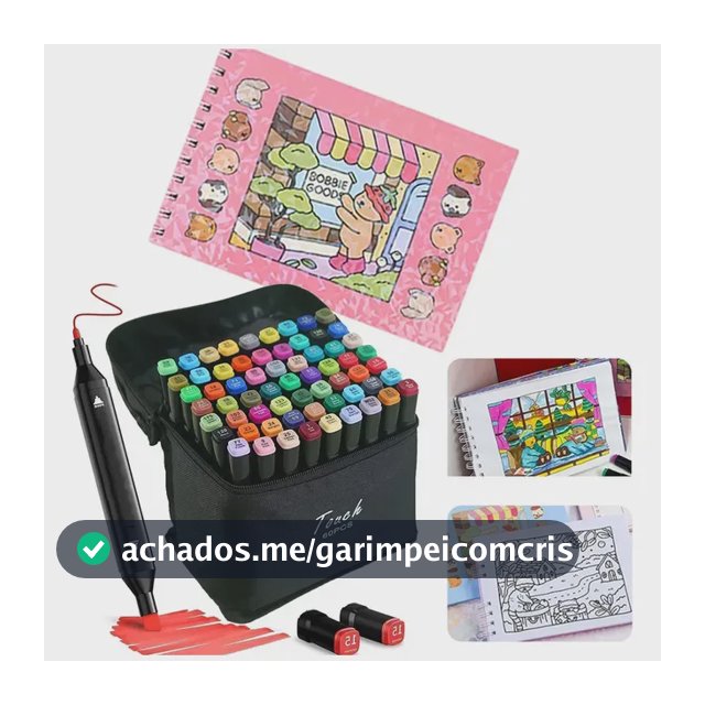 Kit Livro De Colorir + Canetinhas 24 Cores Ponta Dupla