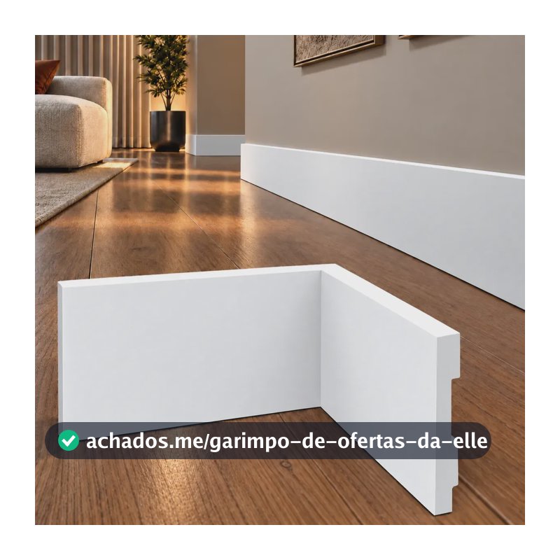 10 Metros Rodapé Liso De Poliestireno 7cm Altura Alut Barras Branco