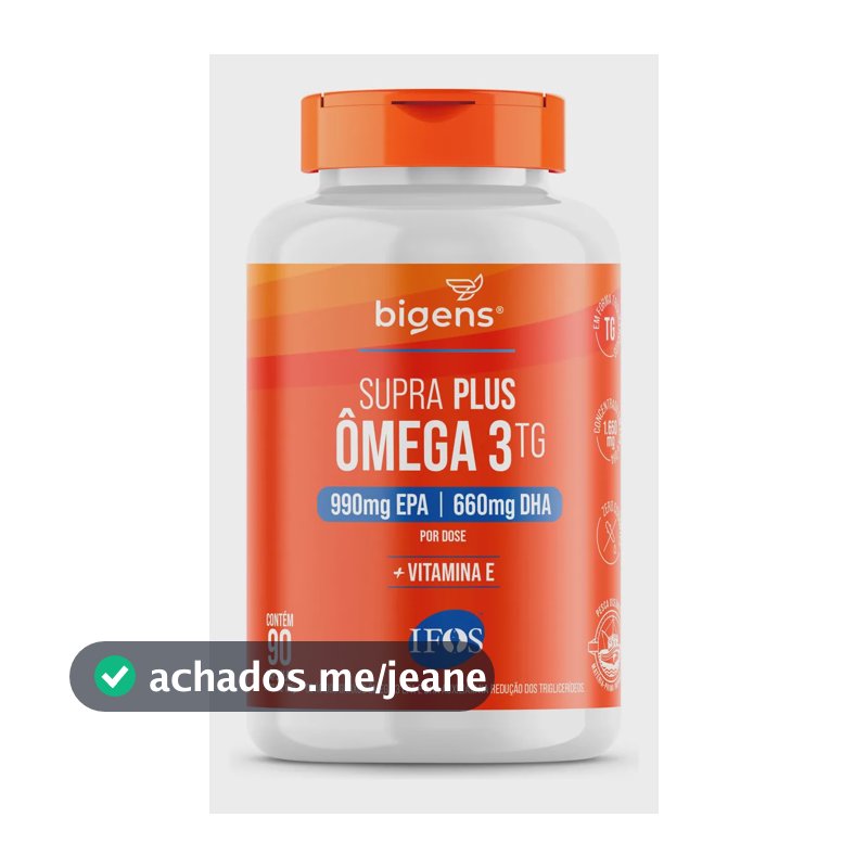 Ômega 3 Bigens Supra Plus, Selo IFOS, 990mg EPA, 660mg DHA + Vitamina E, 90 Cápsulas