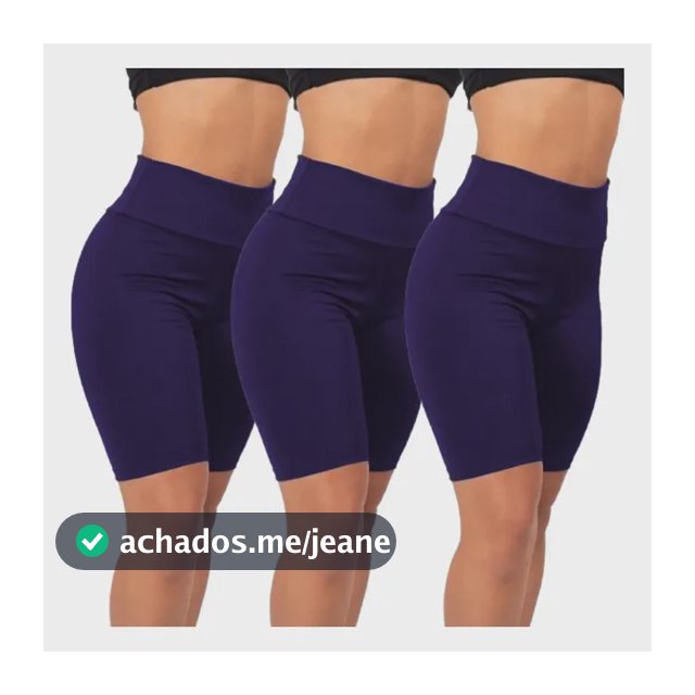 Kit 3 Bermudas Feminina Ciclista Cintura Alta Grossa