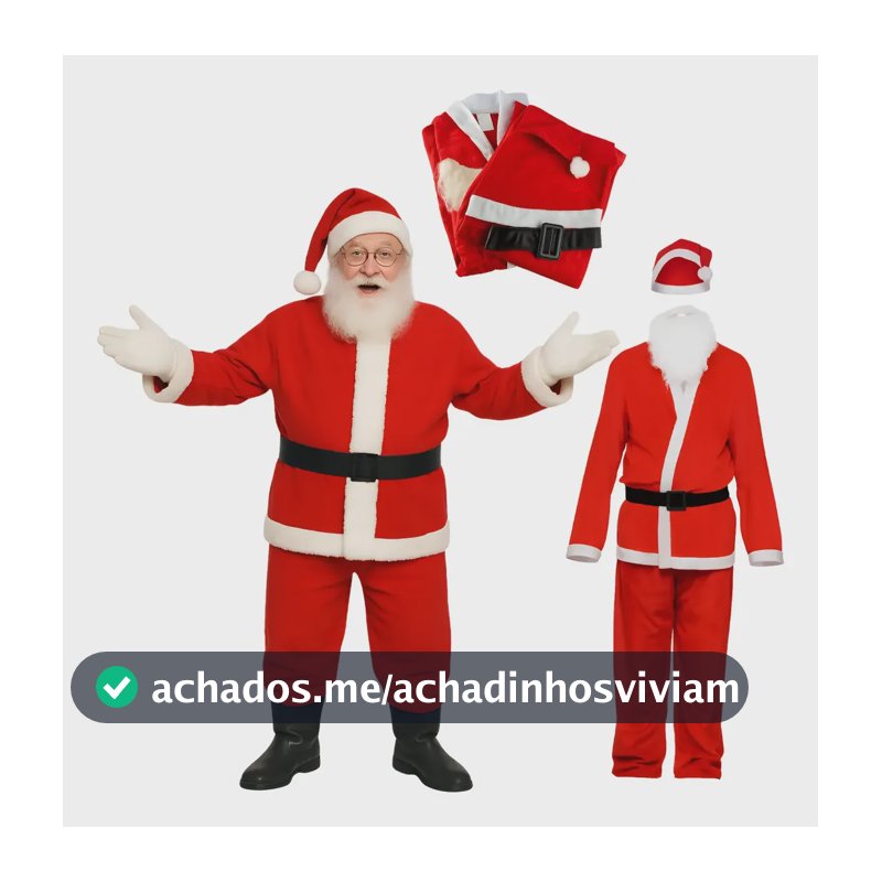 Roupa De Papai Noel Kit 5 Peças Completo Fantasia Natalina Vermelho