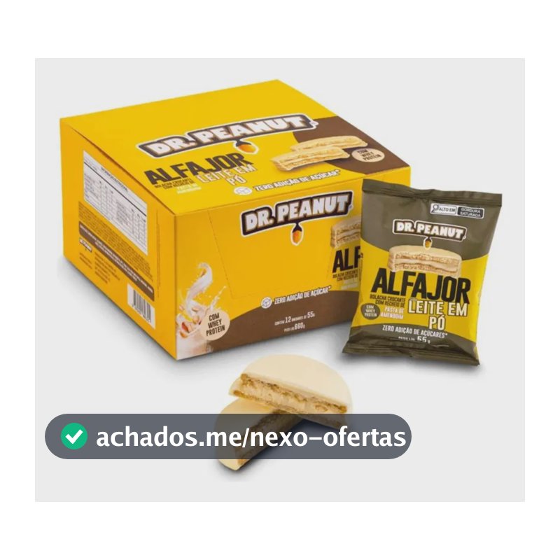Alfajor Dr. Peanut Sabor Leite em Pó com Whey Protein 12un 35g