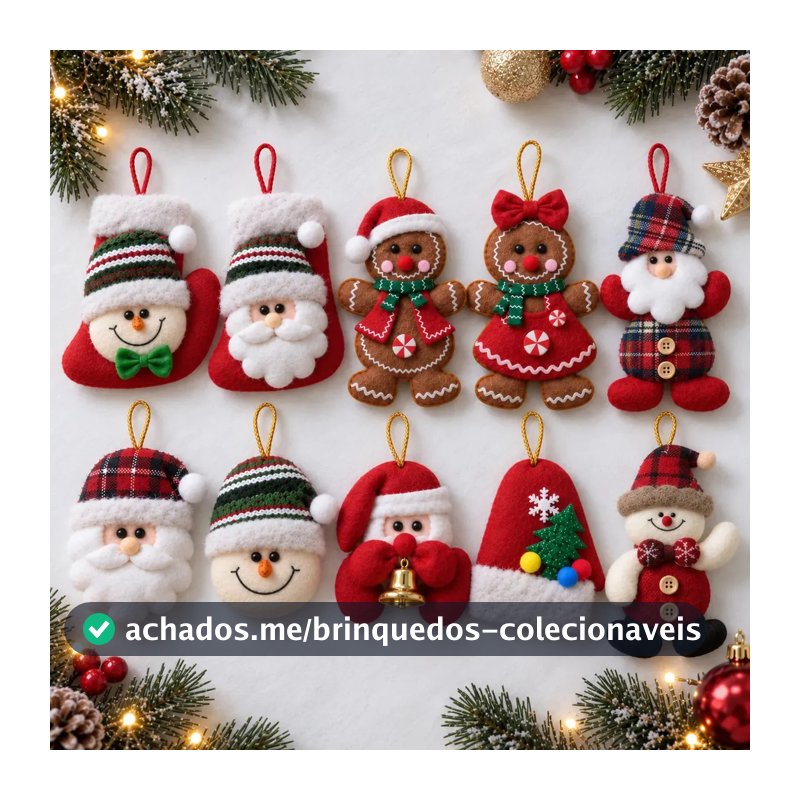 10 Pendentes Papai Noel Boneco De Neve Pelúcia Enfeite Arvore Natal Decoração Natalina Qualidade Premium Marca Popsy