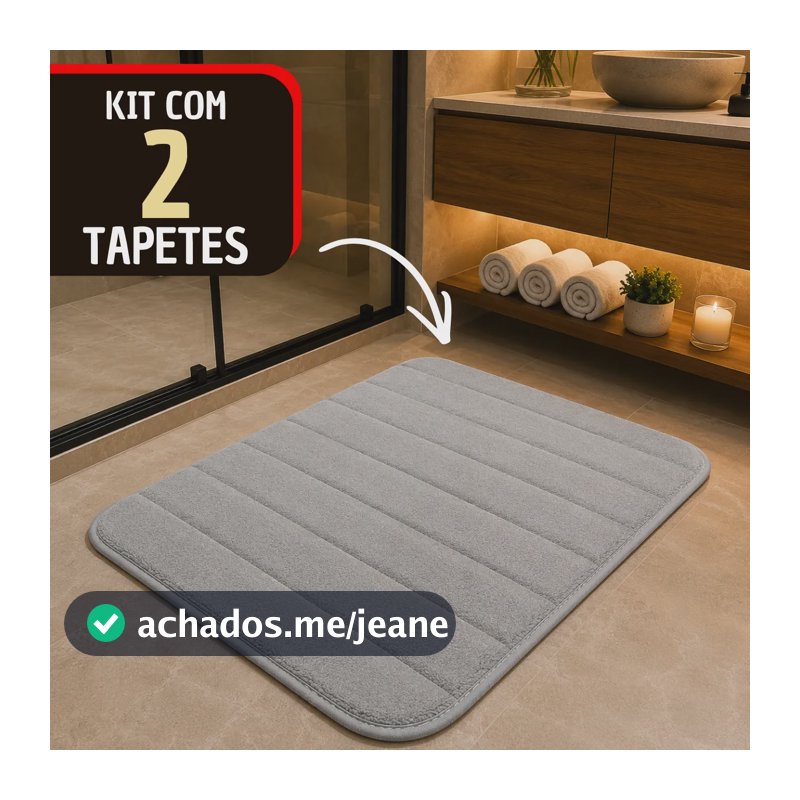 Kit 2 Tapetes De Banheiro Antiderrapante Macio Absorvente Cinza