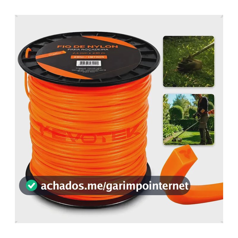Fio Nylon Roçadeira 3mm 2kg Stihl Branco Quadrado Cor Laranja Evotek Ferramentas