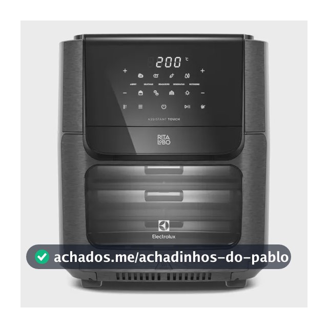 Air Fryer Forno 5 em 1 12L 1700W Digital Espeto Giratório 2 Bandejas Antiaderentes 10 funções 7 Receitas aviso sonoro Fritadeira Elétrica sem Óleo Forno Bancada Electrolux EAF90 Grafite