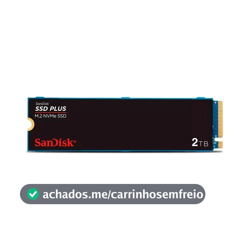 SSD M.2 2280 2TB Sandisk Plus NVMe Pcie Gen3 SDSSDA3N-2T00-G26 Velocidade até 3200MB/s