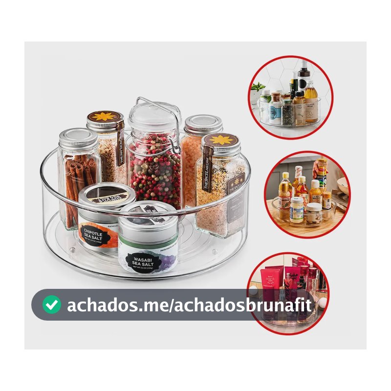 Organizador Geladeira Maquiagem Giratório Armário Multiuso Incolor