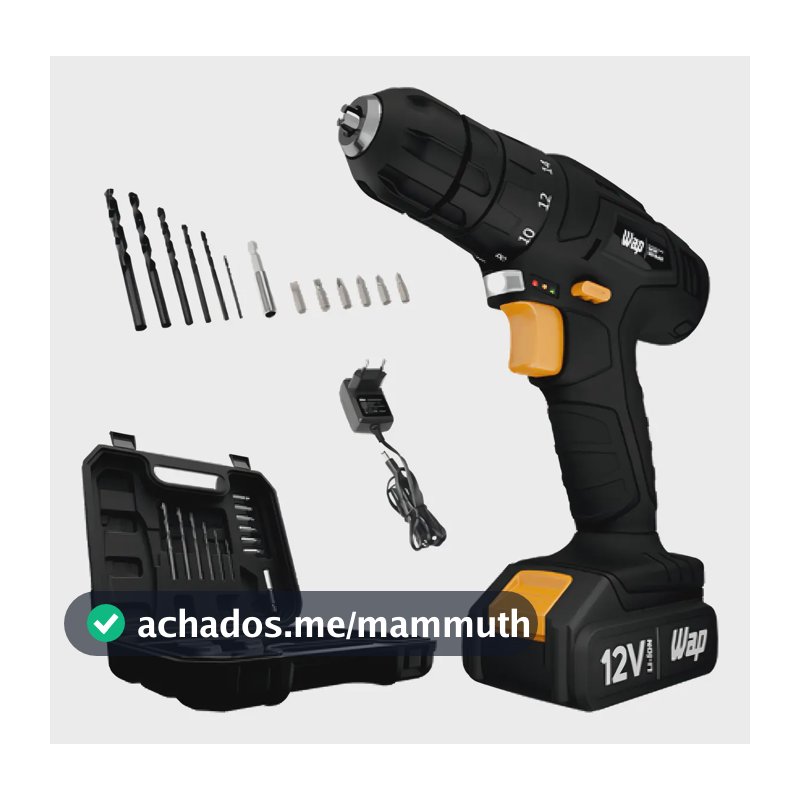 Furadeira Parafusadeira Bateria 12V Kit WAP BPF 12K3 BLACK
