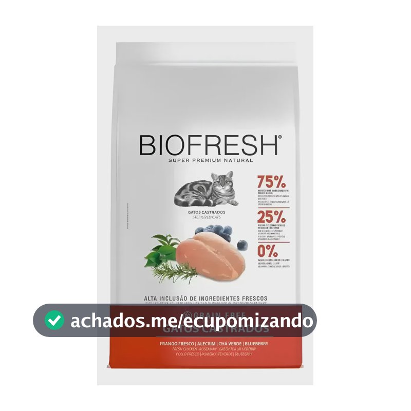 Biofresh Super Premium Natural ração para gatos castrados sabor frango 7.5kg