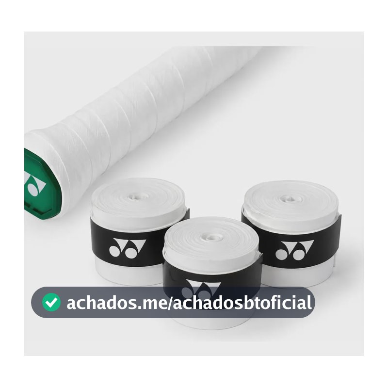 Kit 3 Overgrip Yonex Raquete Tênis Antiderrapante Branco - Tacky Liso