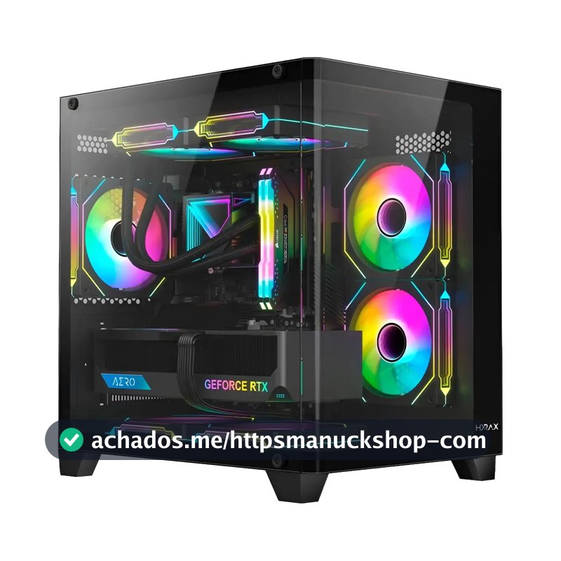 Gabinete Gamer Hyrax, Hgb750, Mini Tower, Curvo - Temperado Cor Preto