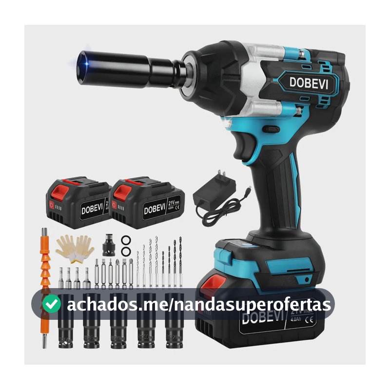 Chave De Impacto 1200n.m Brushless C/ Jogo Soquete+ Dobevi Azul 127/220v
