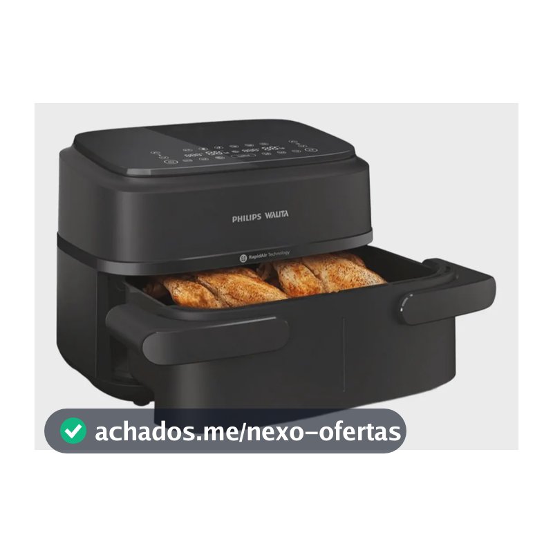Fritadeira Airfryer Philips Walita Série 1000 Duplo Cesto 7,1L Preta - NA150