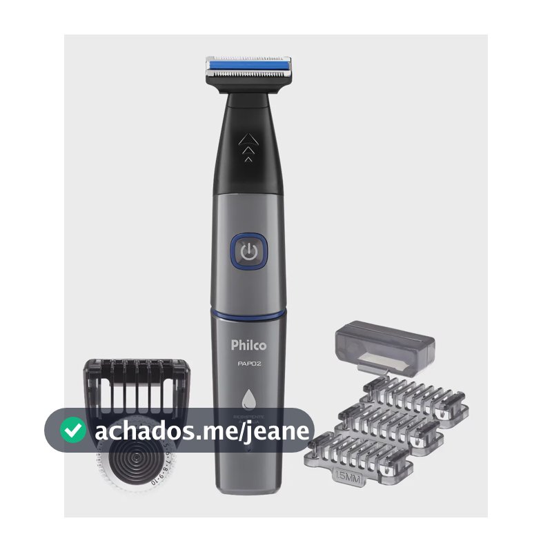Aparador De Pelos Philco Bivolt 7 Acessórios Usb Pap02 Cinza Com Azul