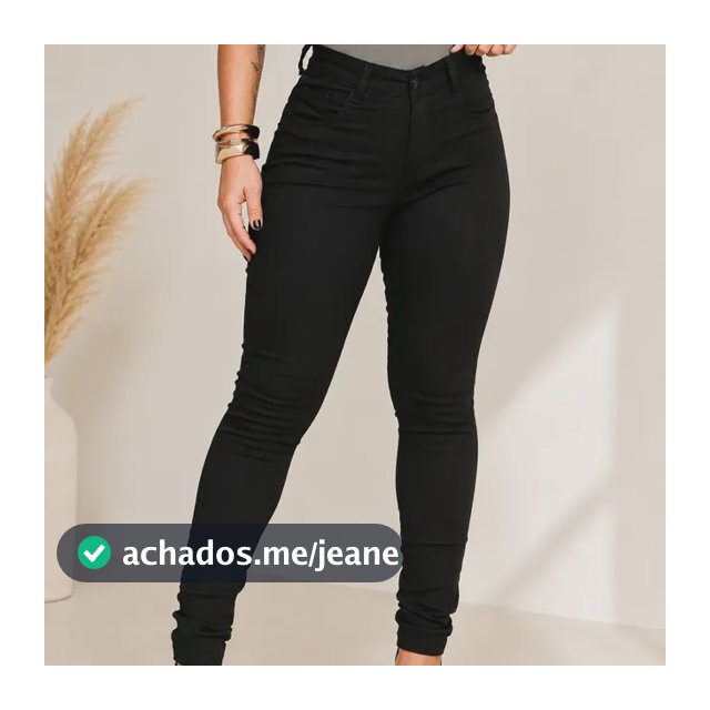 Calça Preta Jeans Feminina Com Elastano Cintura Alta Skinny