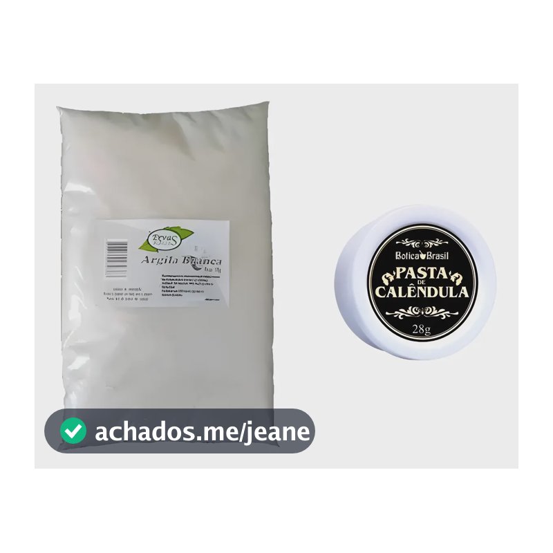1kg De Argila Branca Medicinal E Ganha 1 Pomada De Calêndula Todo Tipo De Pele